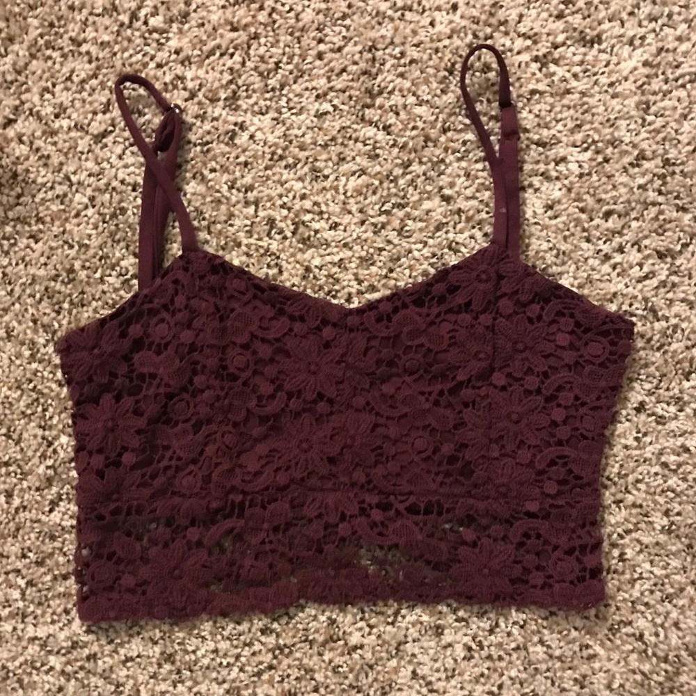 Full Tilt maroon lace crop top/bralette frm Tillys